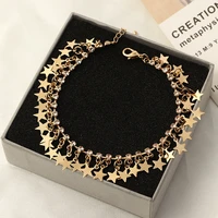 gold simple crystals chain pendant stars charming anklets for women beach foot jewelry leg chain ankle bracelets women accessory