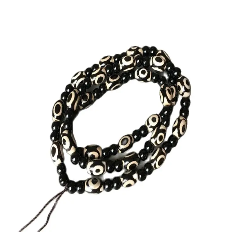 

Three eye bead pendant rope for men with vintage Agate Bead Necklace and jade brand pendant rope