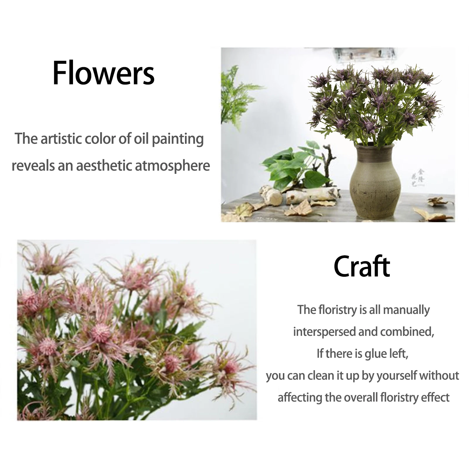 

3 шт Искусственный расторопши Eryngium, штаны с цветочным рисунком, Моделирование Цветы вечерние поставки украшение дома поддельные растения