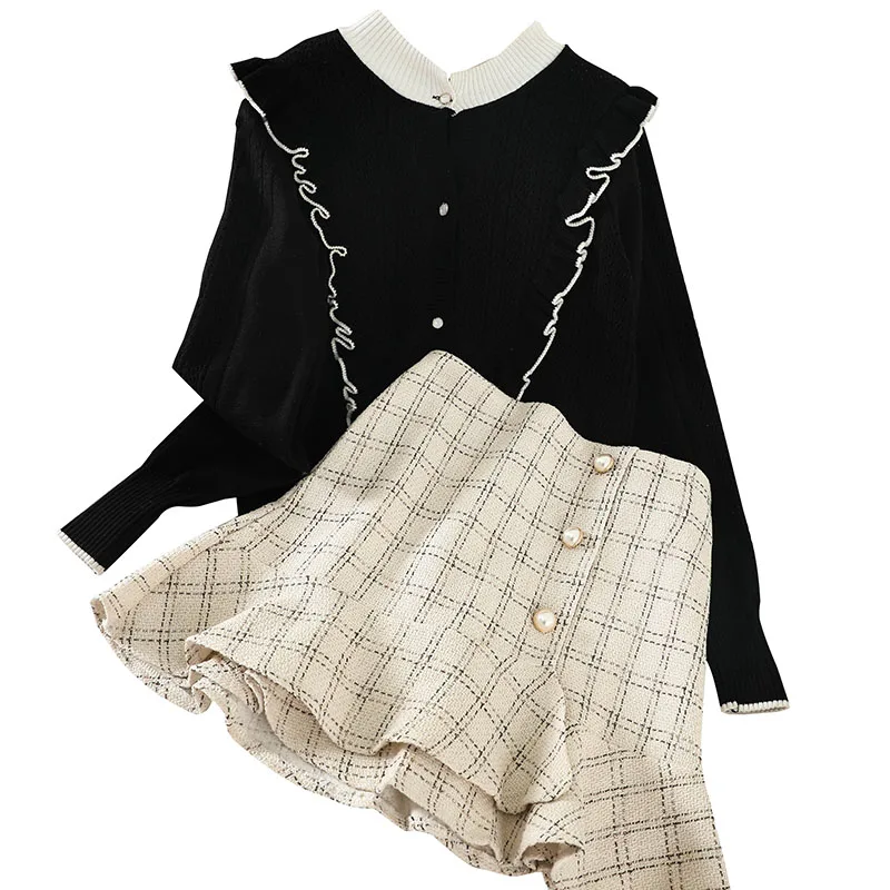 2019 Новая мода Женская одежда свитер из двух частей женский M034 |