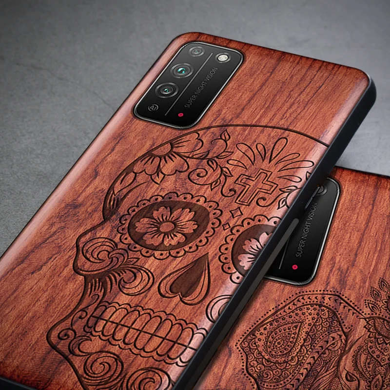 

Real Wood Phone Case For Huawei Honor X10 Case Shockproof Wooden Cover Silicone TPU Bumper Coque For Huawei Honor X10 Funda Case