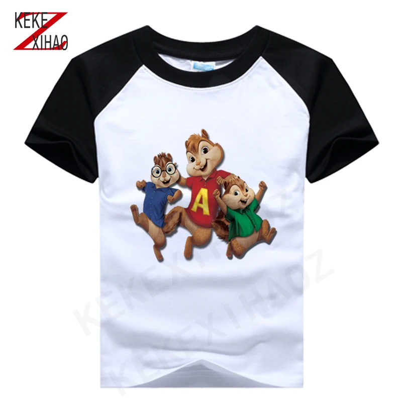 

Three squirrels t shirt children Casual Summer top Toddler Boys Cotton Style Short Sleeve O-Neck T-Shirts kids clothes