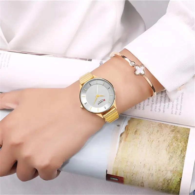 

Rhinestone Watch for Women 2021 Curren Women's Stainless Steel Bracelet Watches Fashion Ladies Quartz Wristwatch Female Clock