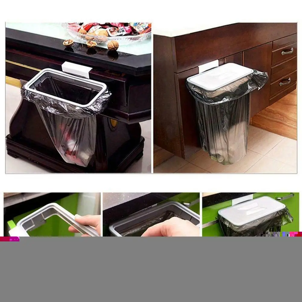 

New Plastic Hanging Kitchen Trash Rack Cabinet Style Garbage Holder Door Back Stand Trash Trash Cupboard Bags Rack L5T9