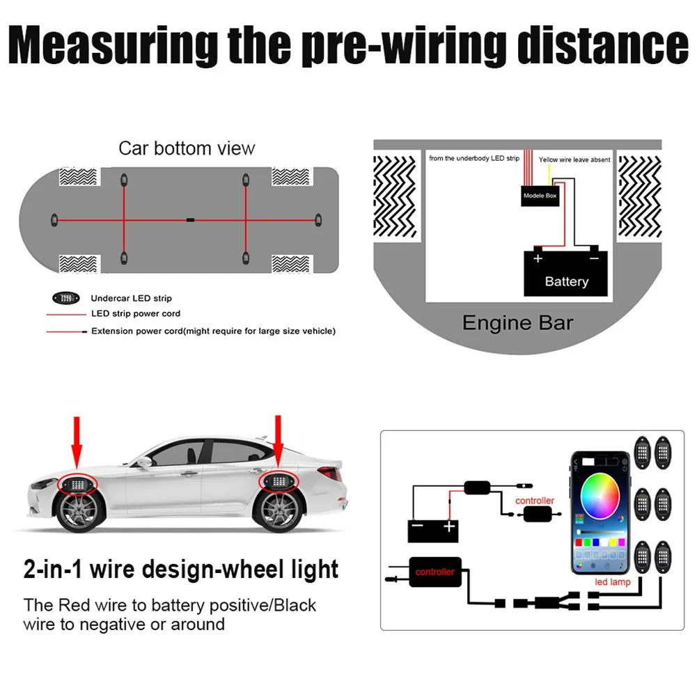 

Car Automatic Adjustment Light Atmosphere Lights Music RGB Light 16smd/pc 5050