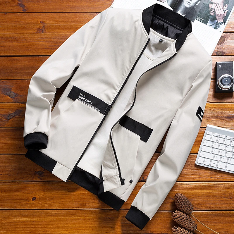 Мужская куртка с Бейсбольным воротником повседневные куртки большими карманами