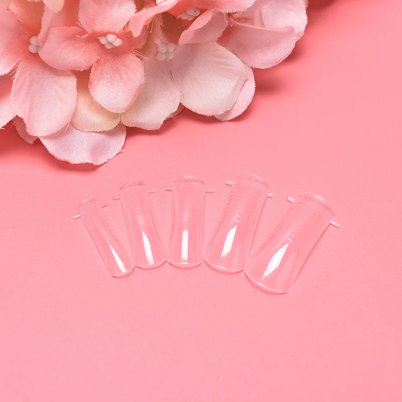 New 100 Pcs Clear Full Cover Nail Forms Acrylic False Fake Nails Quick Building Mold Tips Finger Extension | Красота и здоровье