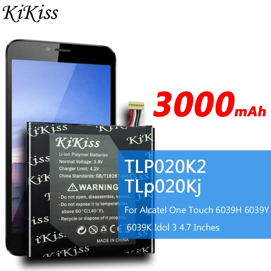 Литий ионный перезаряжаемый аккумулятор KiKiss TLP020K2 TLp020Kj 3000 мАч для Alcatel One Touch 6039H 6039Y