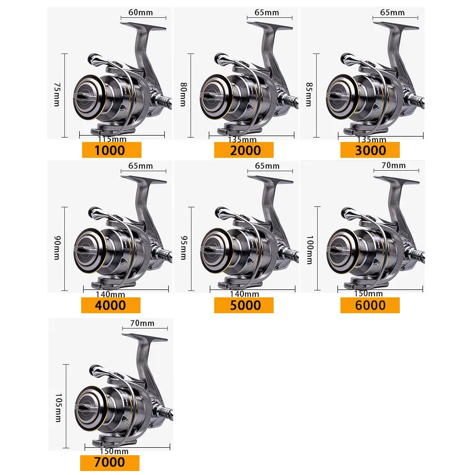 Металлическая катушка для спиннинга + дополнительная 1000-7000 морской рыбалки