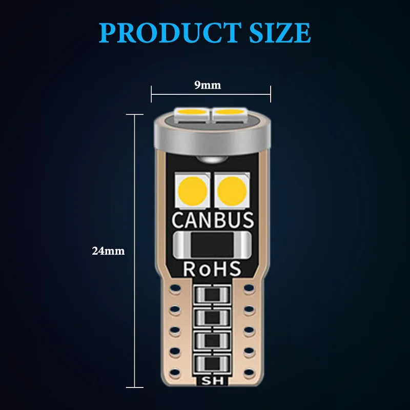 10 шт. T10 LED W5W BA9S Canbus автомобильное интерьерное освещение 194 501 6 SMD 3030 светодиодные
