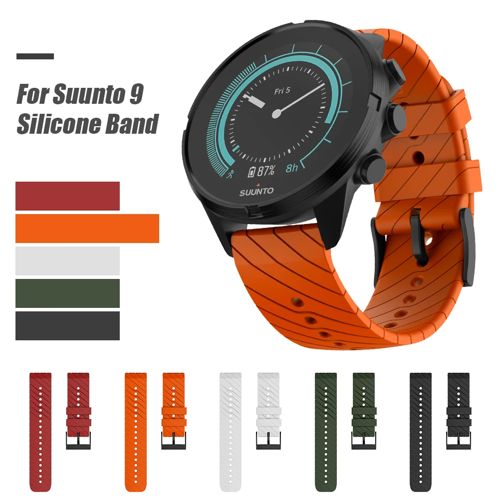 24 мм ширина силиконовый ремешок для часов SUUNTO 9 Baro спортивный браслет Repalcement Spartan/9