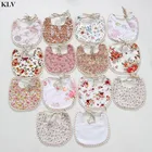 Детский комбинезон KLV, хлопковый комбинезон с цветочным принтом, двухслойный, для кормления, нагрудники для девочек