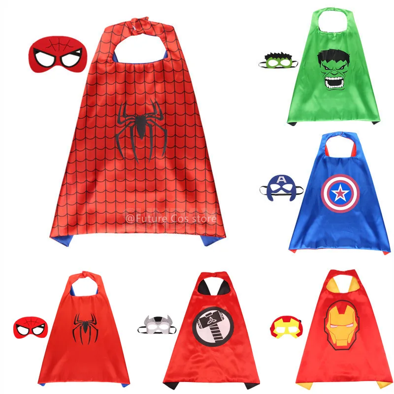 Детская маска-плащ для косплея из аниме Marvel Мстители Человек-паук Халк Капитан