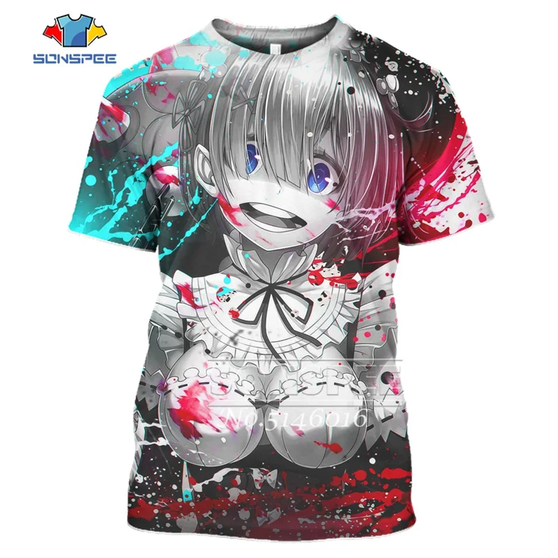 17 SONSPEE, 3D принт, аниме, Harajuku Re: zero, Твин Рам Рем, косплей, футболка, мужская, повседневная, летняя, унисекс, короткий рукав, футболки, топы, t445 - Цвет: 17