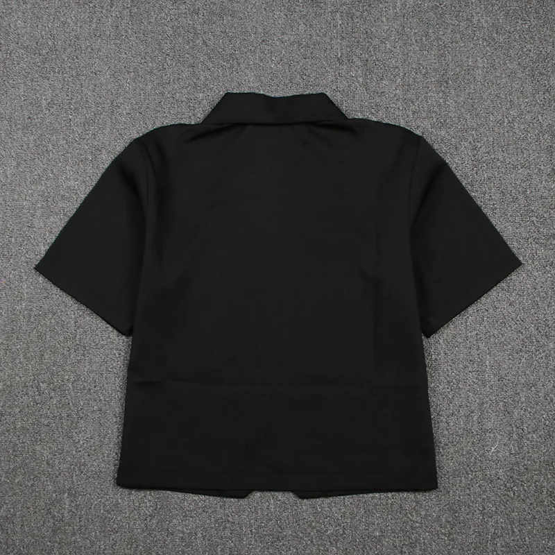 Japanese School Dress Tops Basic JK Uniform Pointed Collar Front Half Fold Shirt White Black Short Sleeve Girls Student | Тематическая