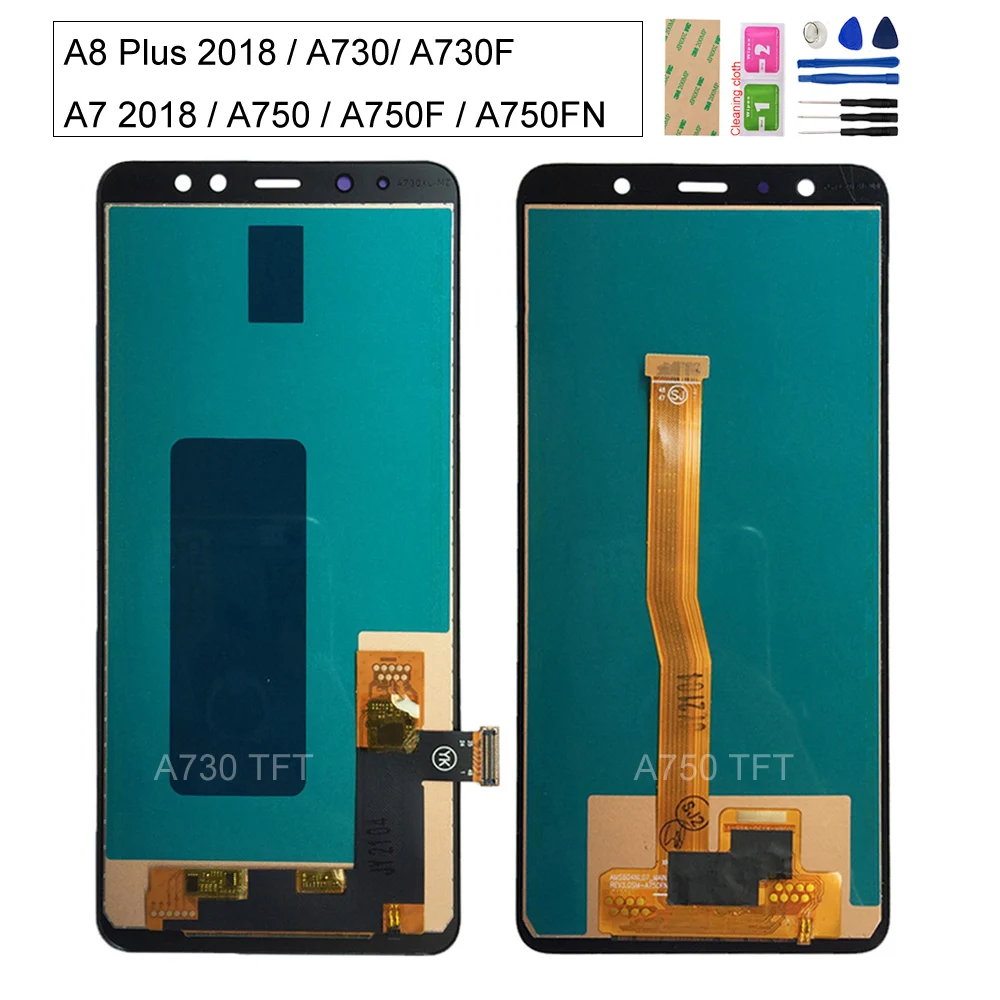 

ЖК-дисплей для Samsung Galaxy A7 2018 A750 A750F для Samsung A8 Plus 2018 A730 A730F ЖК-дисплей сенсорный экран дигитайзер Хорошее качество
