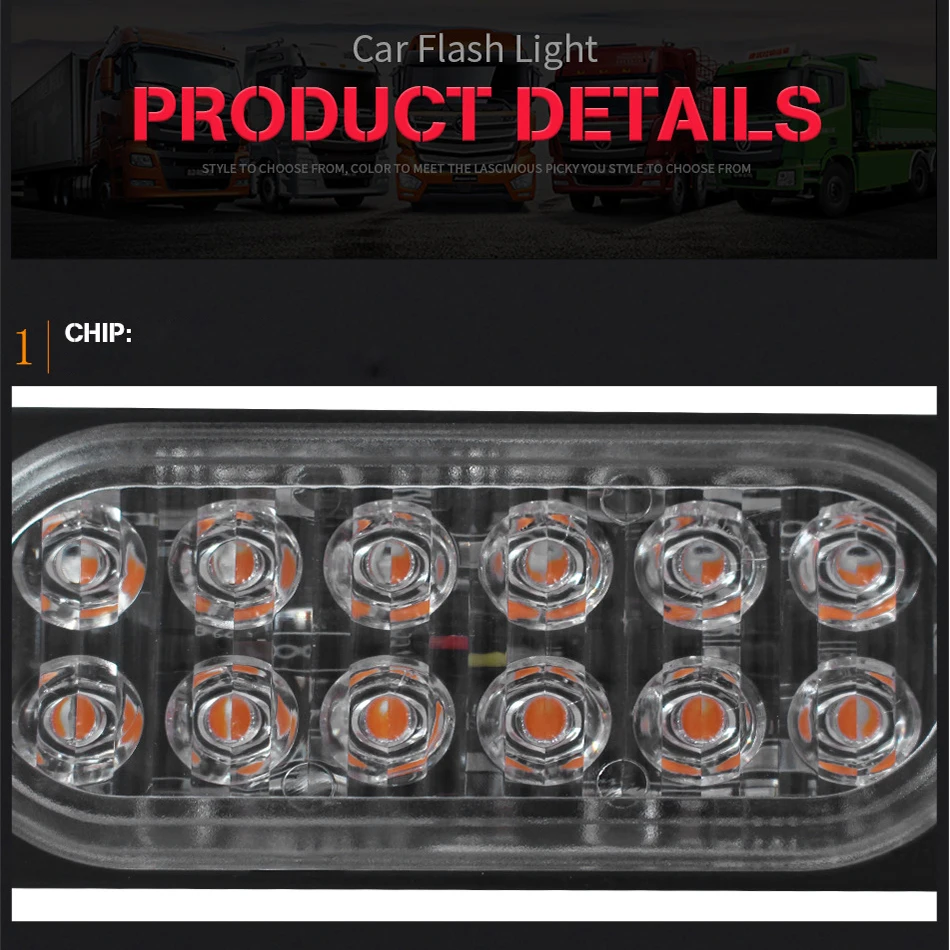 12V 24V 12LED Car Truck Emergency Warning LED Strobe Flash Light Hazard Driving DayLight Bar Police Firefighter Flashing Lamp | Автомобили