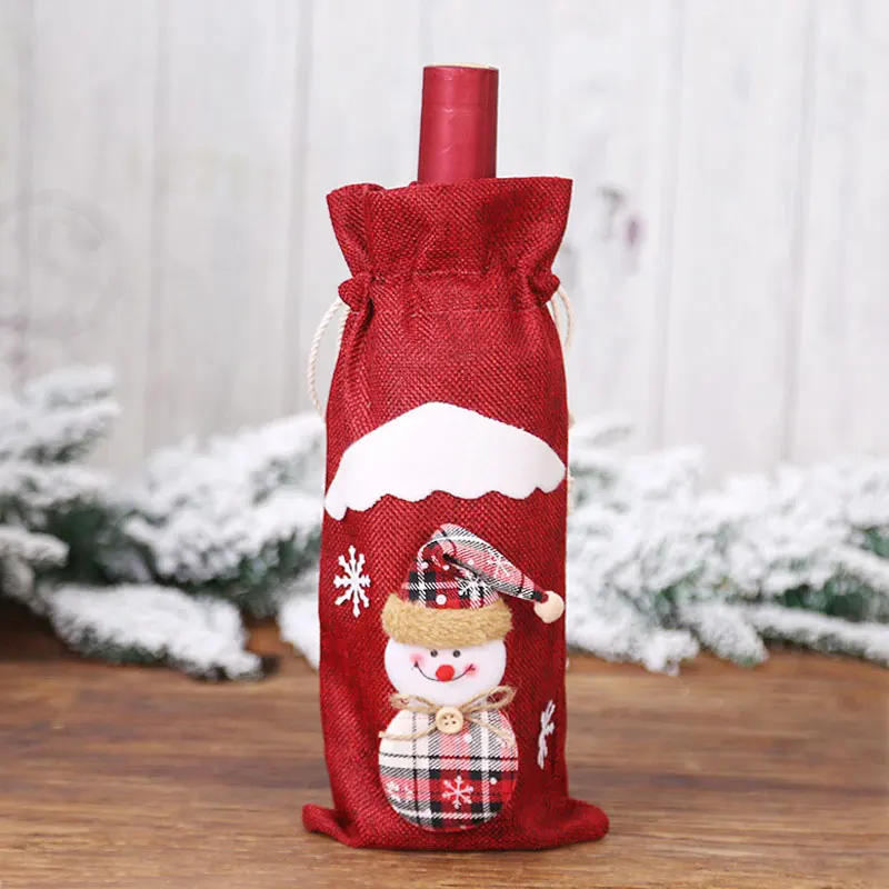 Red snowman Год Рождество Санта/Снеговик винная бутылка пылезащитный чехол Noel Natal рождественские украшения для домашнего ужина Декор - Цвет: Red snowman