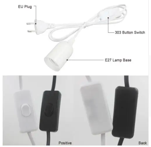 Кабель питания E27 держатель лампы штепсельная вилка европейского стандарта с 303