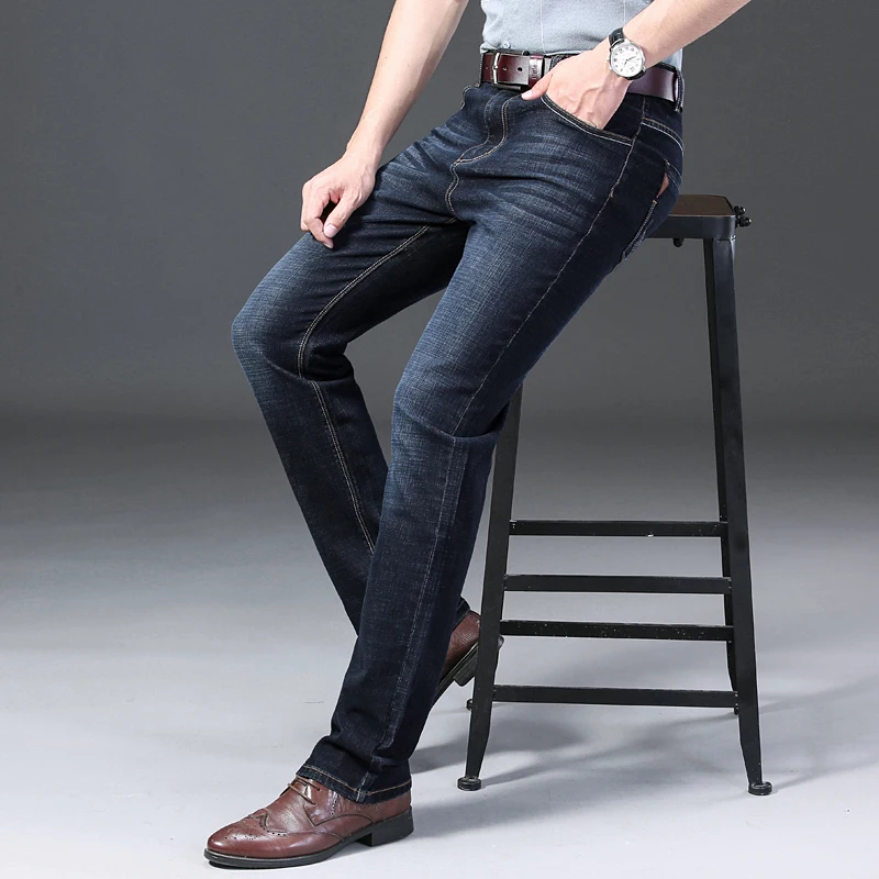New Mens Jeans Smart Casual Men Denim Pants Fashion Comfortable Jeans Pants Men Streetwear Straight Denim Trousers Blue Jeans