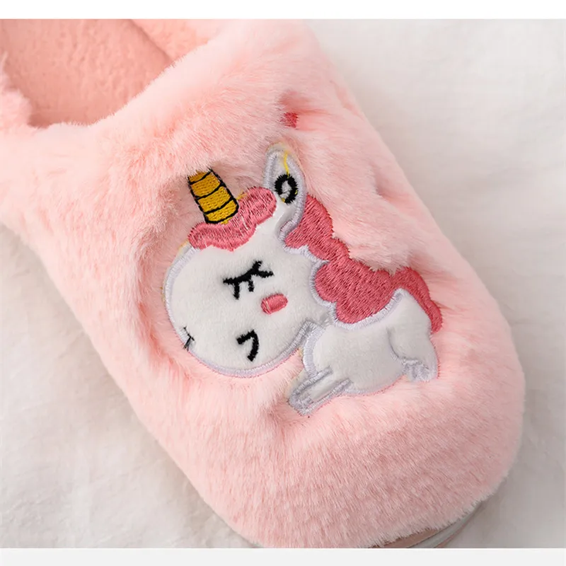 Тапочки с мультяшным радужным единорогом новинка 2020 демисезонные зимние детские