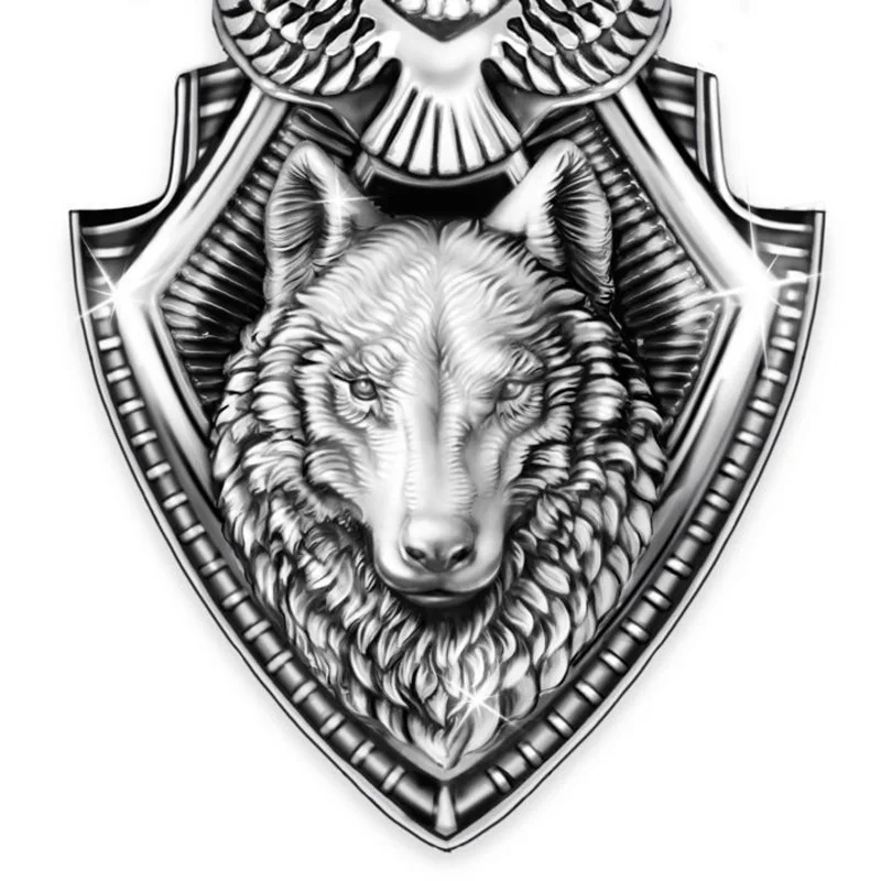 

Retro creative men's hip-hop wolf head shield shape necklace boy birthday gift party jewelry pendant wholesale