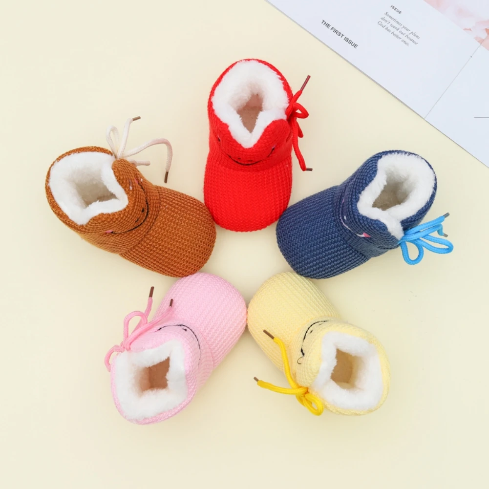 

Toddler Warm Boots Winter baby Girls Boys Shoes Knit Solid Soft Sole Fur Snow Booties Solid Color First Walkers for 0-18M Bebe
