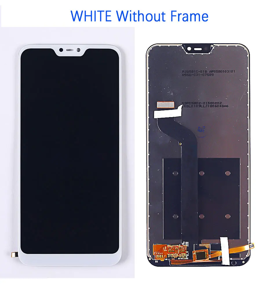 WHITE Without Frame 5,8" Замена экрана для Xiaomi mi A2 Lite ЖК-дисплей и сенсорный экран дигитайзер Рамка в сборе Набор для Red mi 6 Pro - Цвет: WHITE Without Frame