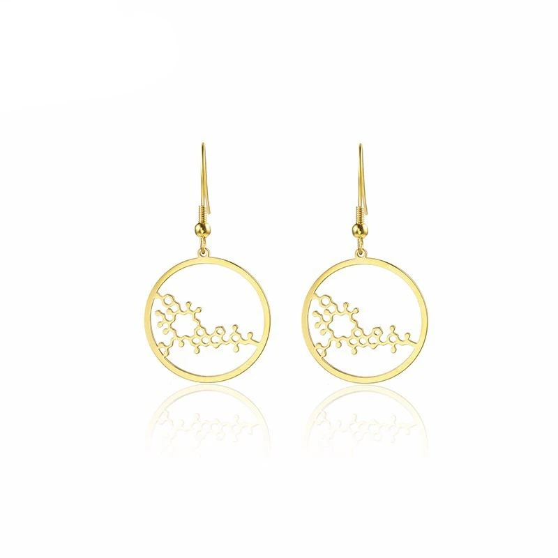 Круглые золотые полые молекулярные серьги подвески RIR из нержавеющей