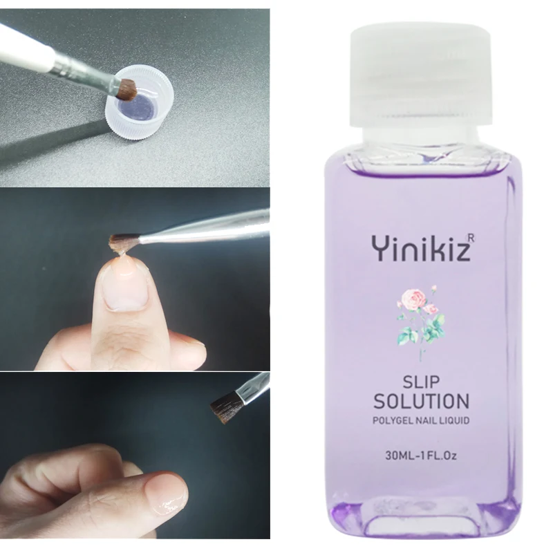 Полигель-раствор для наращивания ногтей Yinikiz жидкость фиолетового цвета
