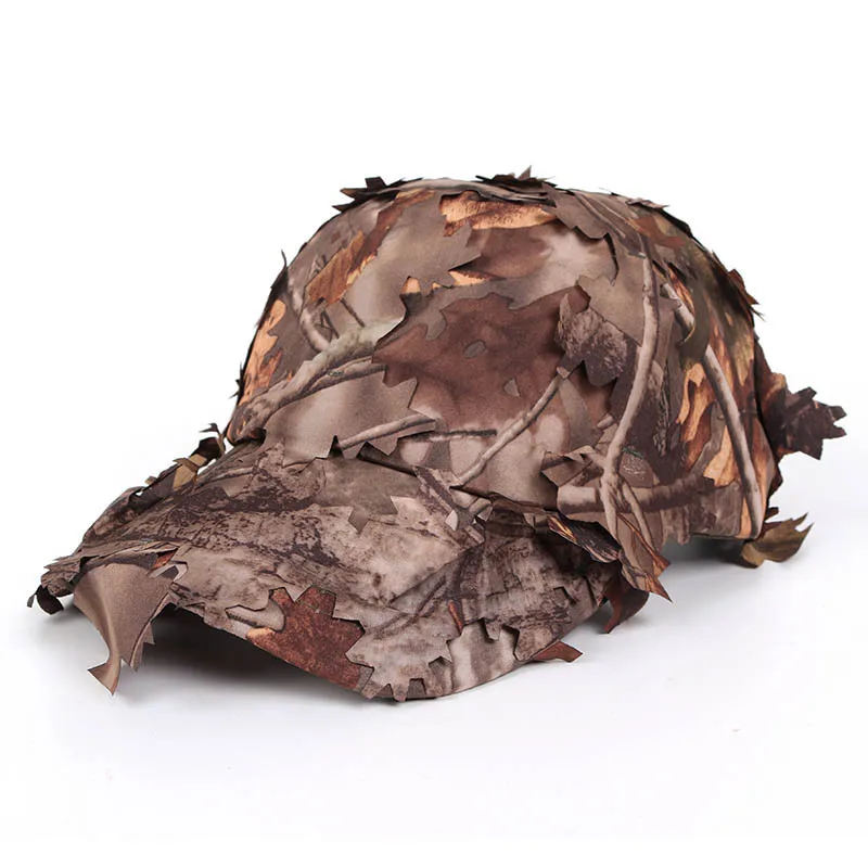 

Casual Quick Drying Hat Polyester Tactical Outdoor Fishing Flat Cap Camouflage Effect 3D Leaves Hunting Jungle Caps Unisex