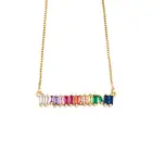 HIBRIDE роскошное многоцветное ожерелье с кулоном в виде багета красивое полное кубическое циркониевое модное очаровательное женское украшение для вечеринок бижутерия N-226