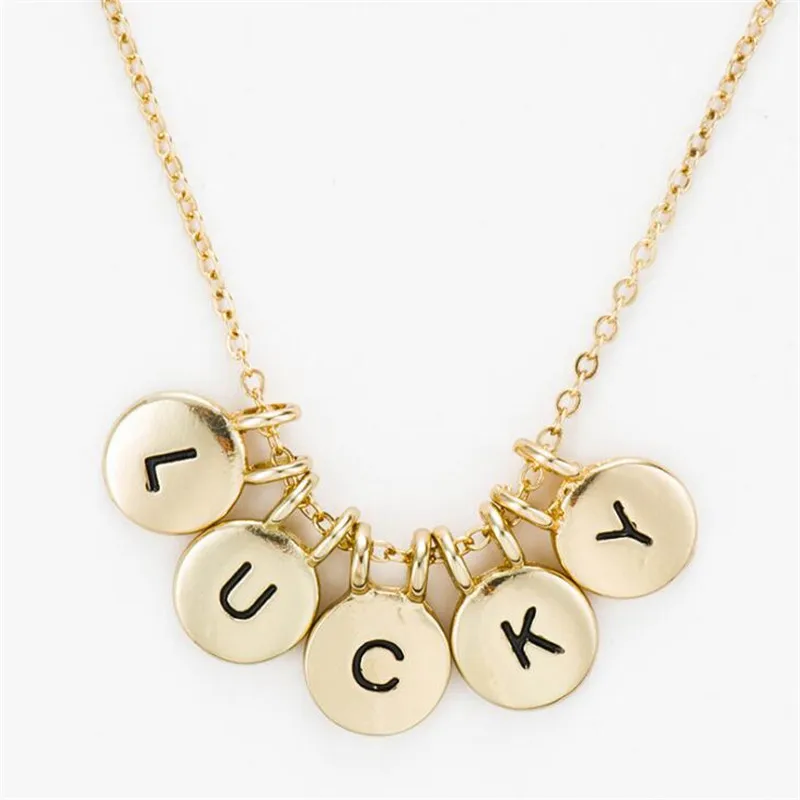 Винтажные изделия ручной работы милое ожерелье с буквенными подвесками и кулоны