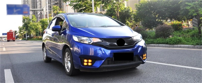 Автомобильный мигающий для Honda jazz fit светодиодный DRL дневные ходовые огни Дневной светильник водонепроницаемый сигнальный желтый светильник для вождения
