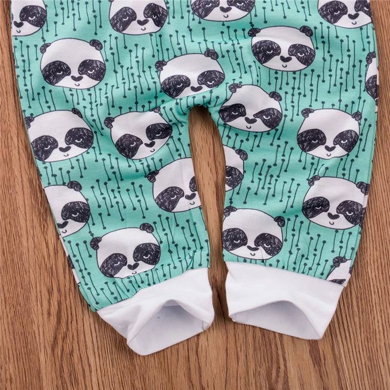 

Newborn Baby Boy Girl Clothes Set Winter Panda Printed Romper Jumpsuit Overall+Long Sleeve Bodysuit 2PCS Infant Baby Boy Outfit