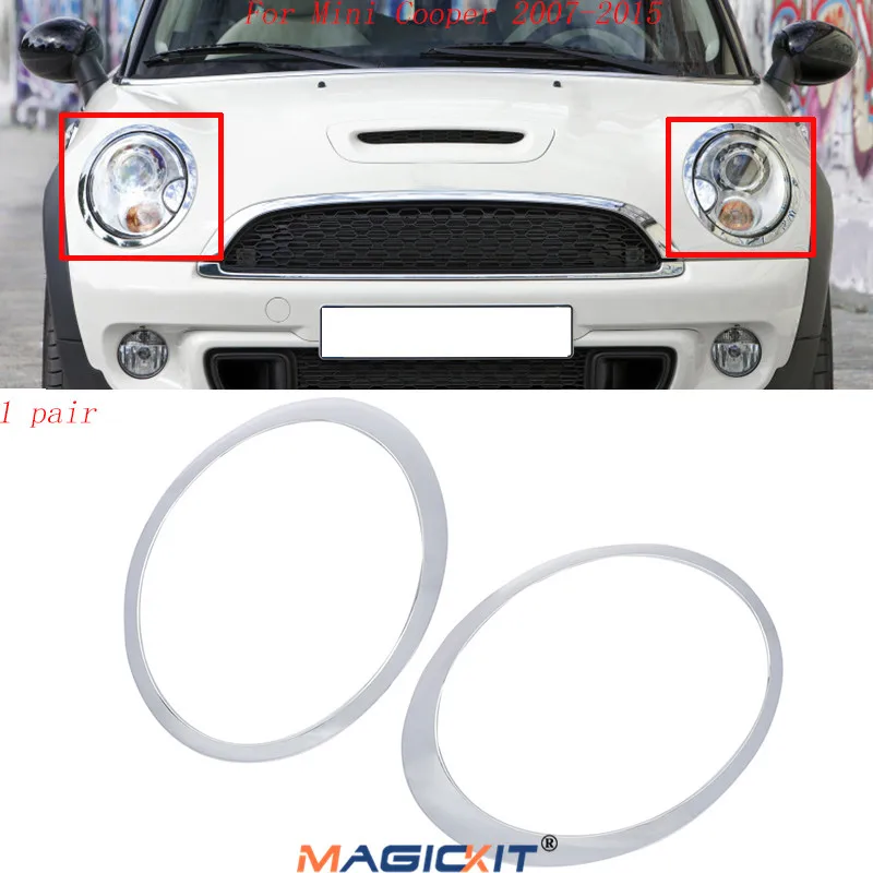 MagicKit Pair Chrome Headlight Trim Ring For 08-12 BMW Mini Cooper R55 R56 R57 | Автомобили и мотоциклы