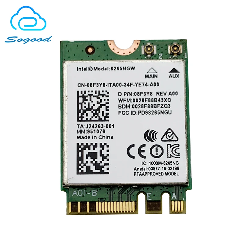 Беспроводная сетевая карта для ноутбука Intel 8265NGW 8265AC bluetooth 4 2 802.11ac P/N 08F3Y8 ГГц + 5G