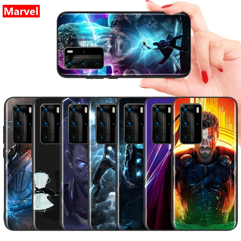 

Marvel Avengers Super Hero Thor For Huawei Mate 10 20 X 5G 30 40 RS Porsche Design P Smart S Z Lite Pro Plus Black Phone Case