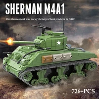 726pcs military sherman m4a1 tank model building blocks ww2 us soldier weapon army figures bricks toys for children gifts