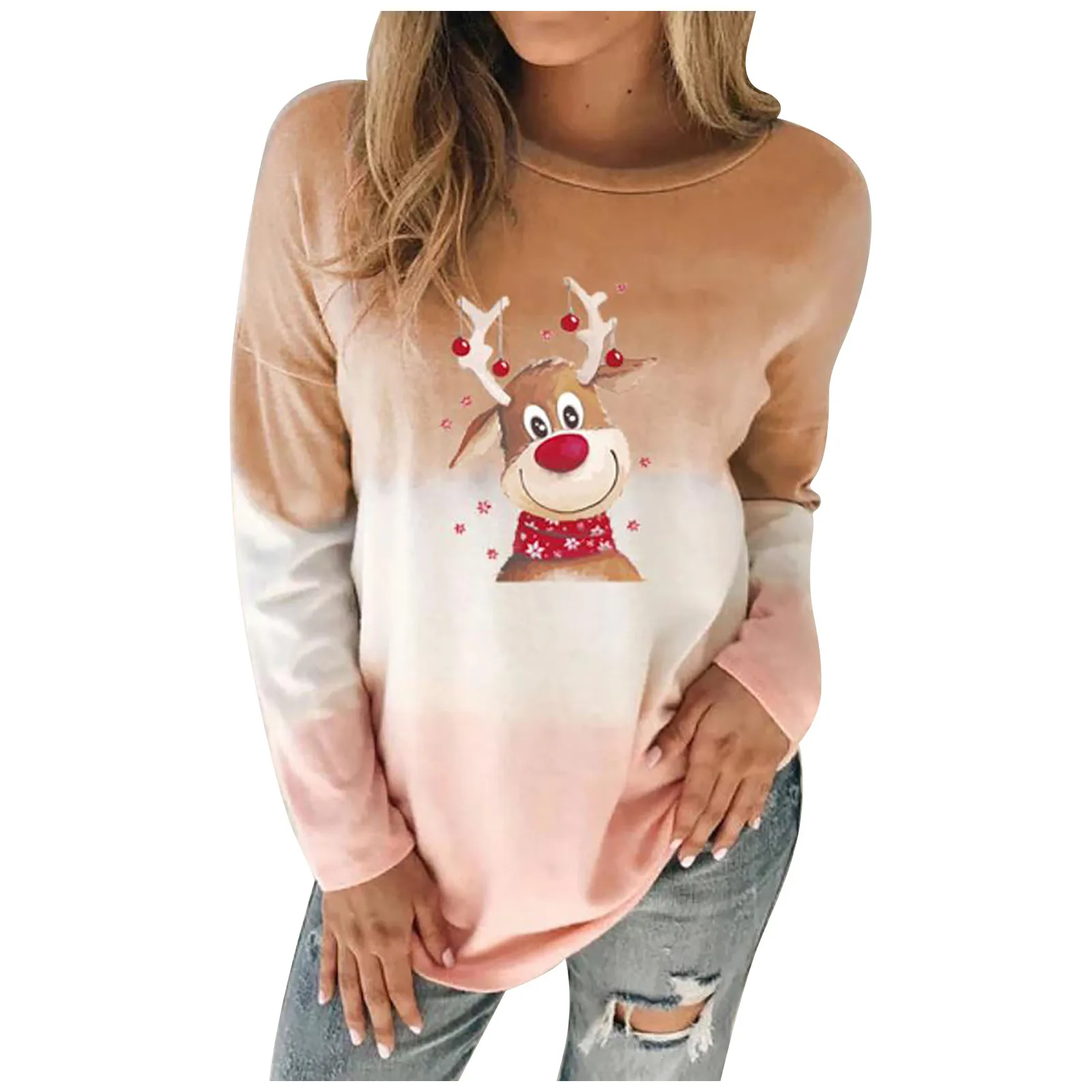 

Lady New Autumn Winter Sweatshirt Women Casual Fashion Printed Christmas Elk Print Long Sleeve O-neck Sweatshirt Girls Mujer