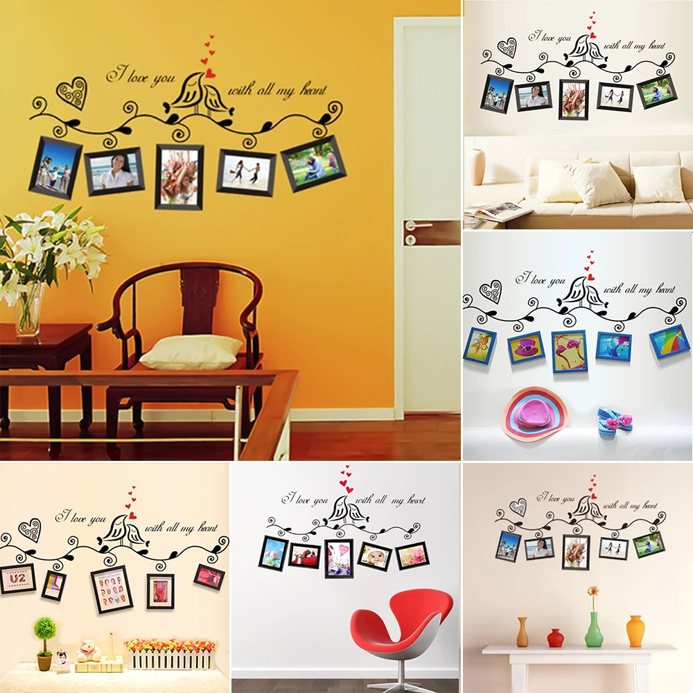 Творческий птицы Семья черное дерево Наклейки на стены домашний декор Гостиная