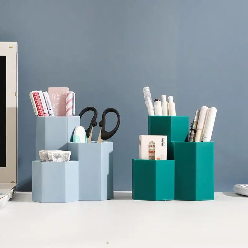 

3 Lattices Desktop Organizer Pen Holder Cosmetic Make-up Brush Storage Box Pencil Stationery Container Bathroom Office Supplies