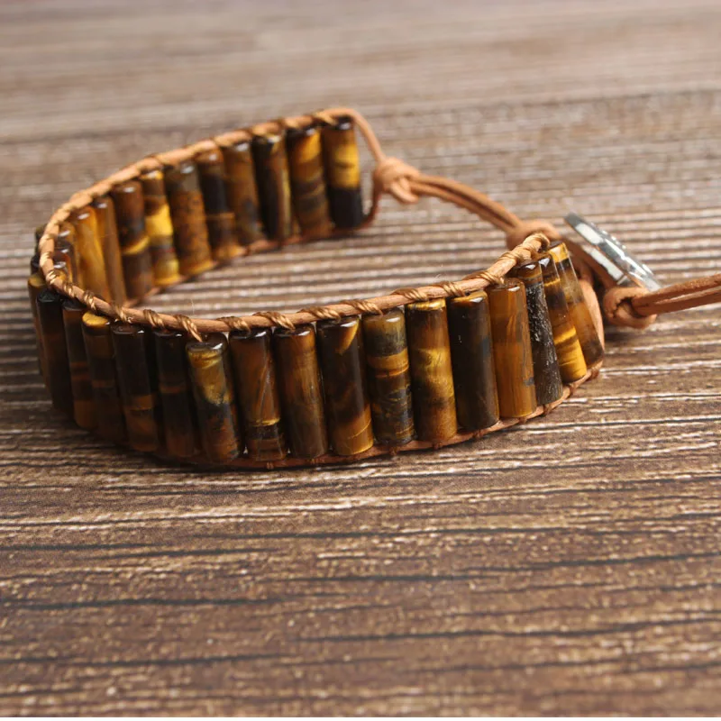 Натуральный ювелирный цилиндрический желтый трикотажный браслет LanLi для мужчин