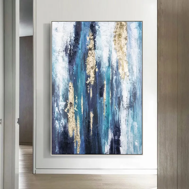 Картина с изображением золотых листьев Ручная роспись Современная Абстрактная