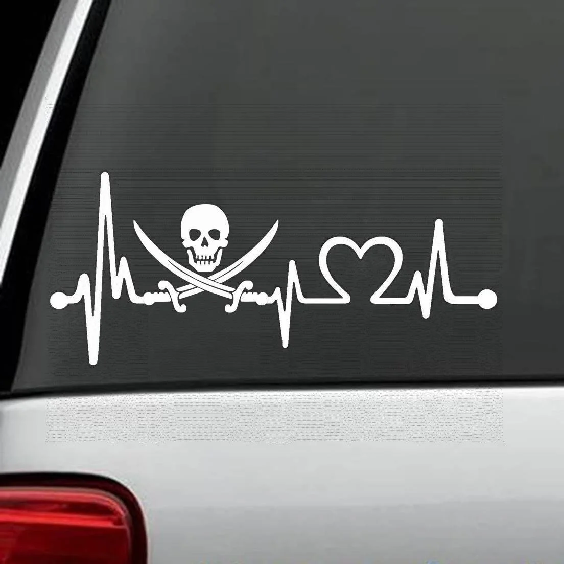 

For Jolly Roger Pirate Heartbeat Lifeline Monitor Decal Sticker Car Styling