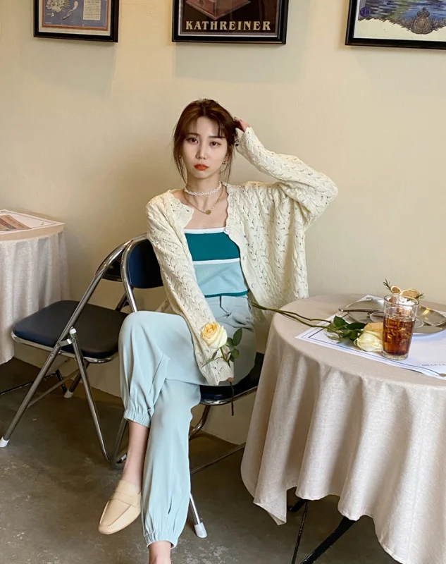 Новый Кремовый синий свитер Кардиган нежный тонкий| |