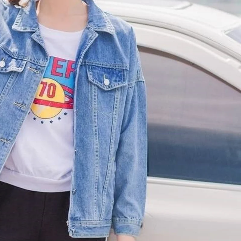 

Jackets Women Single Breasted Simple All-match Denim Korean Style Coats Pockets Ins Leisure Students 2021 Outwear Solid Clothing