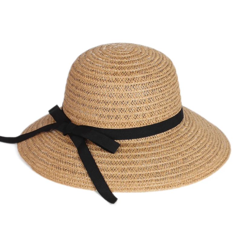 

Wholesale New Japanese Fashion Design Wide Brim Straw Hat Summer Beach Sunshade Breathable Paper Straw Hats For Lady