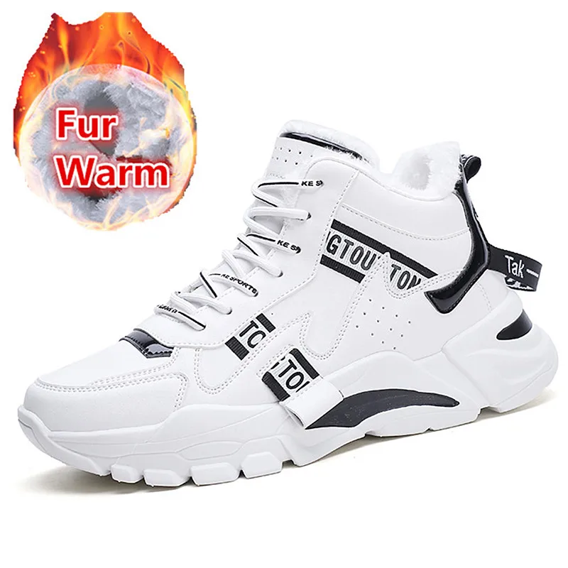 

2021 Winter Running Shoes For Men Sneakers Fur Plush Warm Ankle Boots Men Snow Shoes Non-Slip Trainers Botas Chaussure Homme