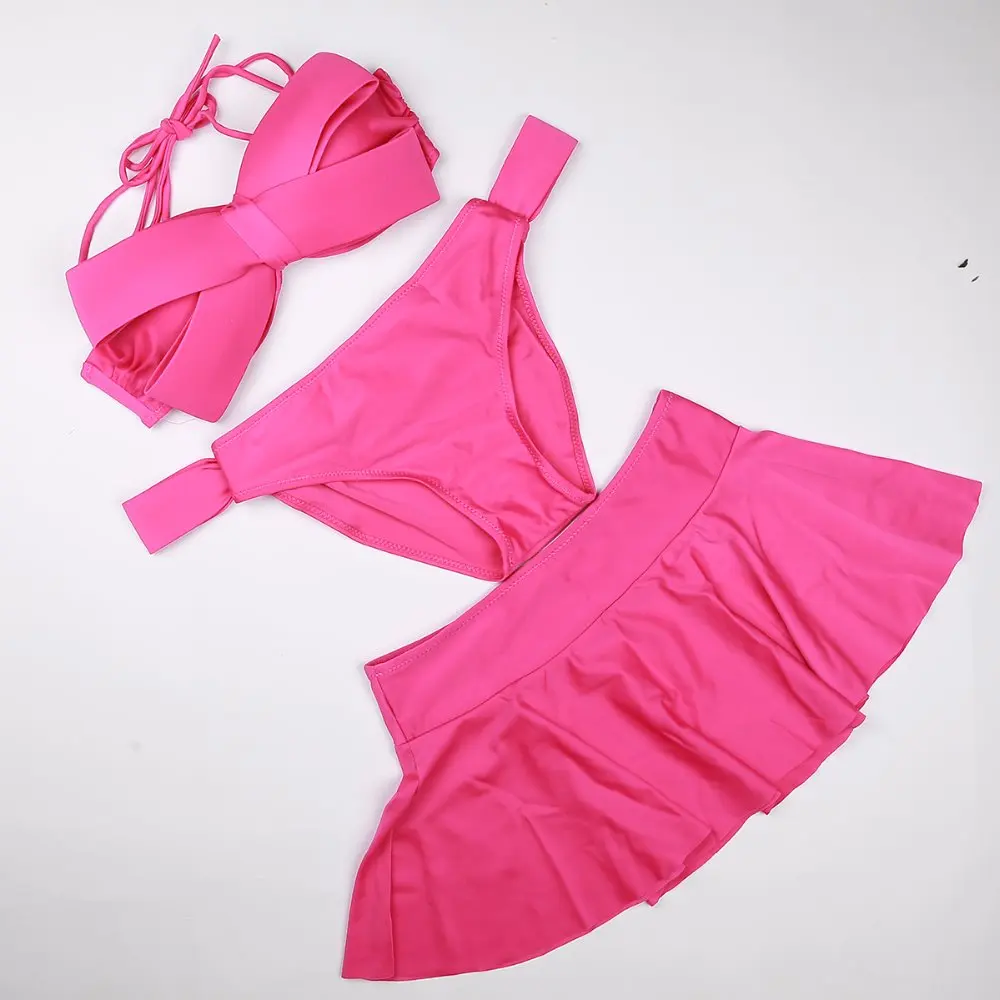 Manoswe сексуальный пляжный Летний Бикини с высокой талией Одноцветный купальный